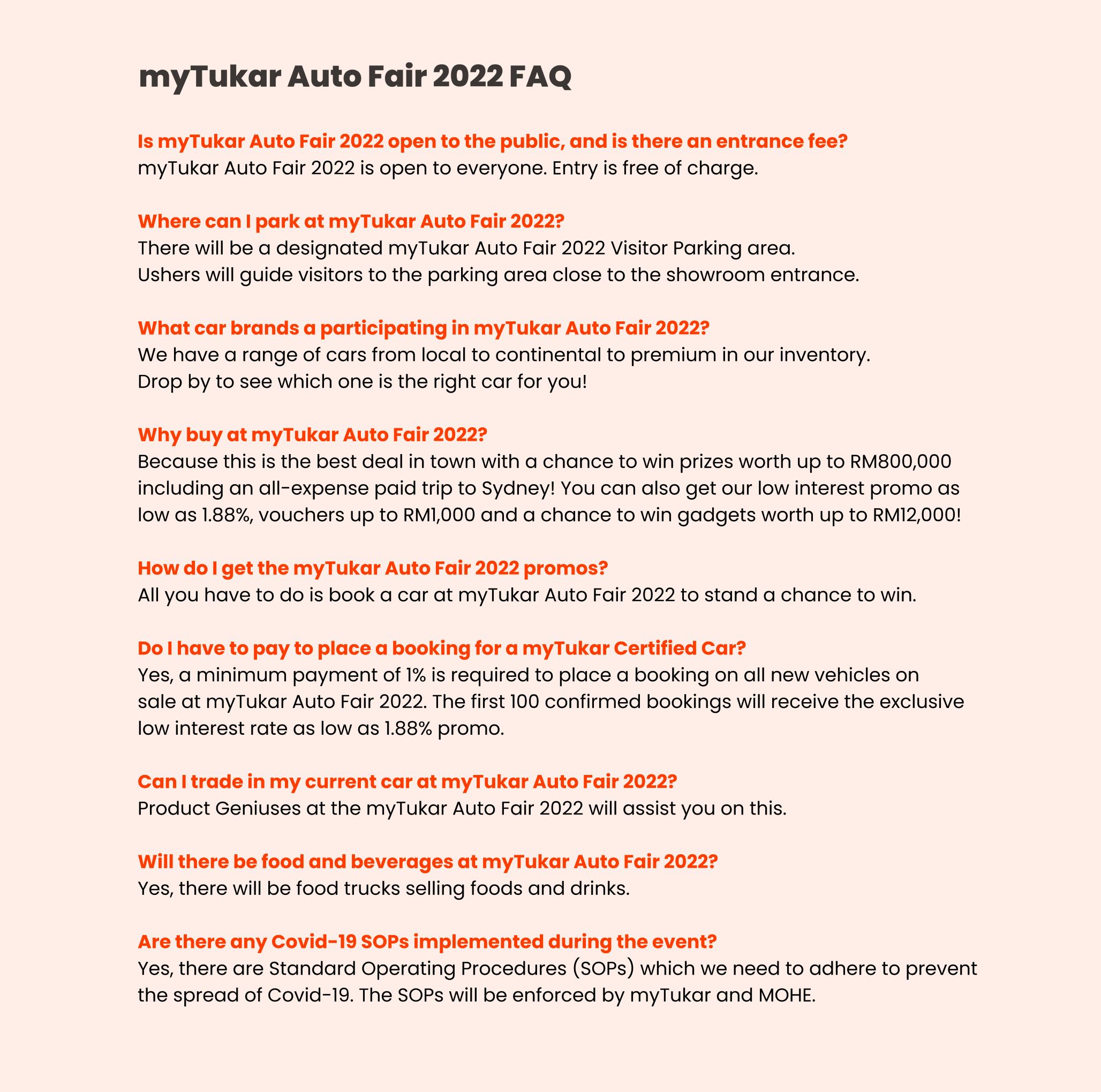 myTukar Auto Fair FAQ