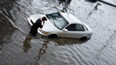 Flooded car.
